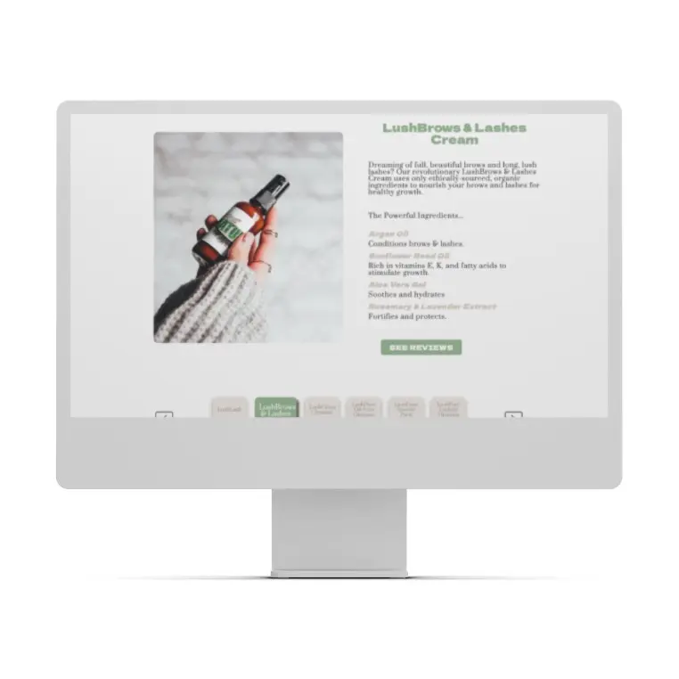 Lashed By Nature Website Product Display